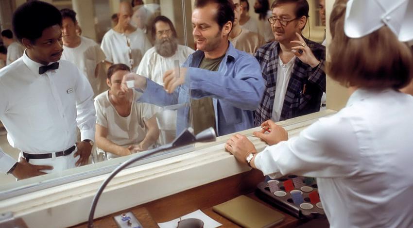 Jack Nicholson, Christopher Lloyd, Louise Fletcher, Michael Berryman, Nathan George, Ted Markland, William Redfield, Delos V. Smith Jr. | "One Flew Over the Cuckoo's Nest" (1975) *